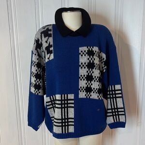 Vintage NEW MAN Oversized Patchwork Knit Sweater | One Size (Fits M–L)